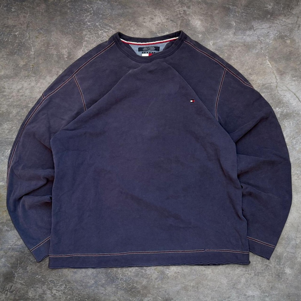 Vintage Tommy Hilfiger Navy Blue Contrast Stitching Shirt Mens XL Skater 90s Y2K